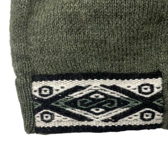 Green Hooded Knit Sweater Pullover Unisex Alpaca Blend Handmade Fair Trade - Picture 6 of 8